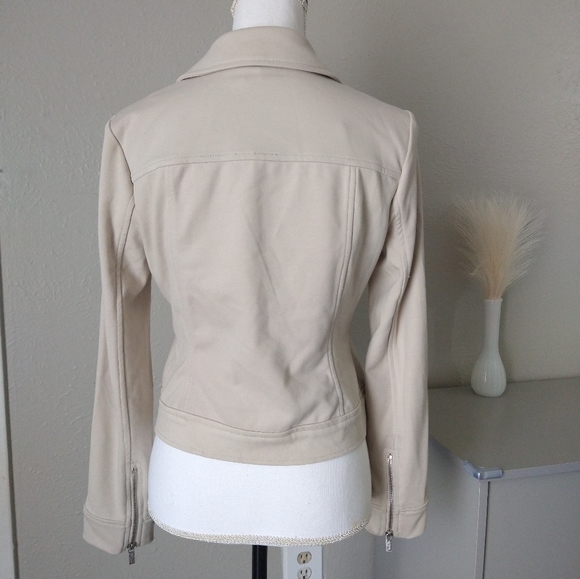 Tahari Knit Cream Moto Jacket - Picture 10 of 12